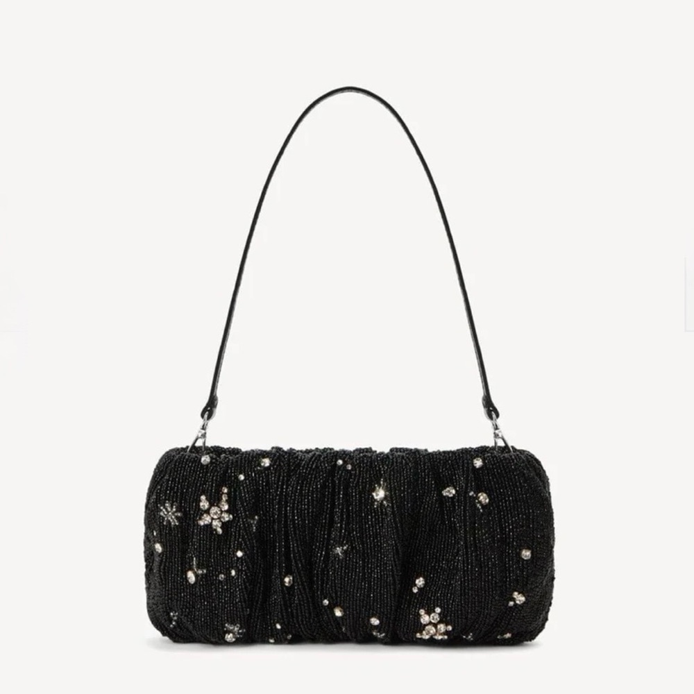 Staud Starry Night Black Hand Beaded Bean Bag Clutch / Shoulder Bag - Picture 1 of 13